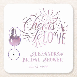 Dessous-de-verre Carré En Papier Tchin pour l'Amour Dégustation de Vins Élégante Ba