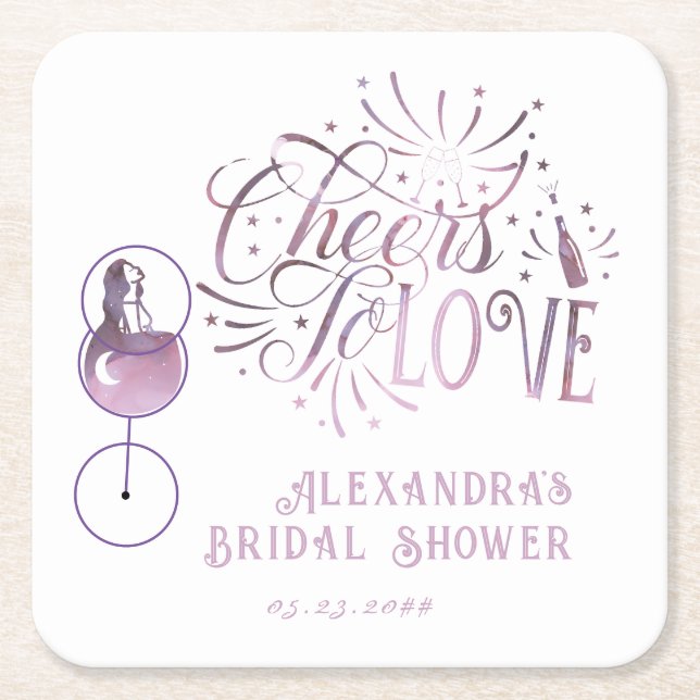 Dessous-de-verre Carré En Papier Tchin Tchin à l'Amour Dégustation de Vins Élégante (Devant)