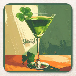Dessous-de-verre Carré En Papier Tchin Tchin Martini Shamrock Moderne du Milieu Siè
