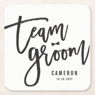 Dessous-de-verre Carré En Papier Team Groom Bow Cravate Bachelor Party Mariage pers