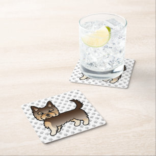 Dessous-de-verre Carré En Papier Teckels Yorkshire Terrier Chien de Dessin Animé &