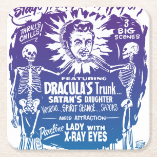 Dessous-de-verre Carré En Papier Temple de Mystère de l'Émission Vintage d'Hallowee