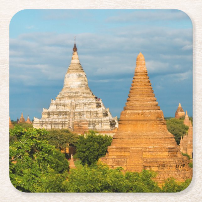 Dessous-de-verre Carré En Papier Temples et pagodes antiques | Bagan (Devant)