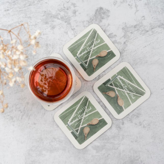 Dessous-de-verre Carré En Papier Tennis Country Club | Enterrement de vie de jeune  (Créateur téléchargé)