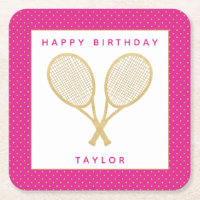 Tennis Party Chic or et rose Personnalisé
