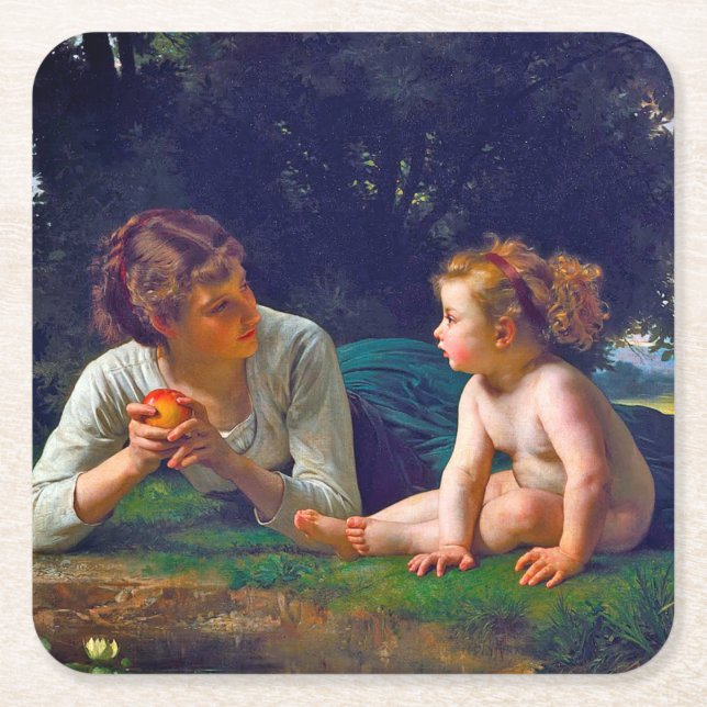Dessous-de-verre Carré En Papier Tentation, Bouguereau (Devant)