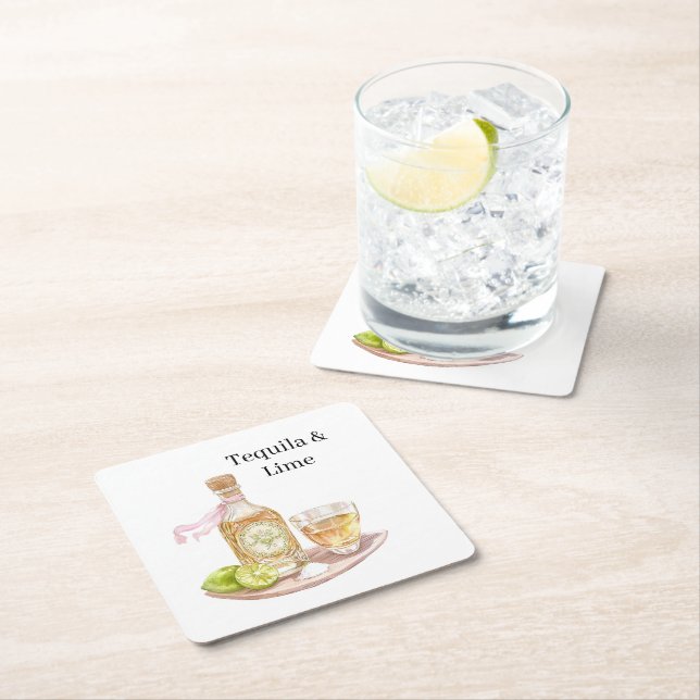Dessous-de-verre Carré En Papier Tequila & Citron vert (En situation)