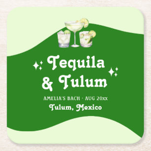 Dessous-de-verre Carré En Papier Tequila Citron Vert & Enterrement de Vie de Jeune