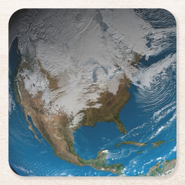 Dessous-de-verre Carré En Papier Terre Pleine Avec Des Nuages Simulés Sur L'Amériqu (Devant)
