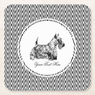 Dessous-de-verre Carré En Papier Térrier écossais et Chevron Personnaliser