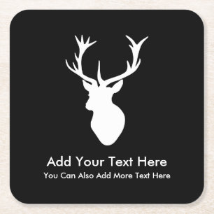 Dessous-de-verre Carré En Papier Tête blanche de mâle avec des andouillers