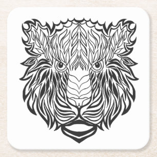 Dessous-de-verre Carré En Papier Tête de tigre de style
