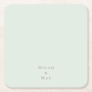 Dessous-de-verre Carré En Papier Texte doré de mariage personnalisé Sage