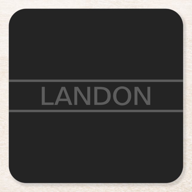 Dessous-de-verre Carré En Papier Texte personnalisable | Gras moderne noir et gris  (Devant)