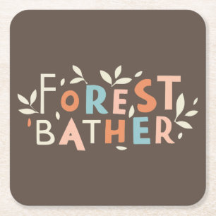 Dessous-de-verre Carré En Papier Texte personnalisé du segment de forêt
