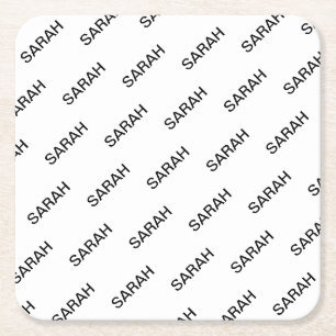Dessous-de-verre Carré En Papier Texte répétitif personnalisable moderne blanc & no