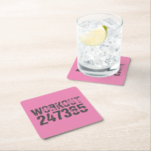 Dessous-de-verre Carré En Papier Texte usé et rayé Workout 247365 rose