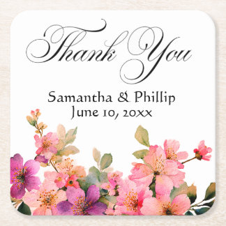Dessous-de-verre Carré En Papier Thank you coaster wedding favors