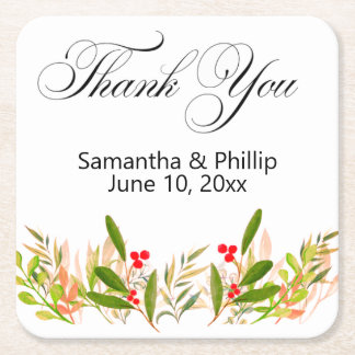 Dessous-de-verre Carré En Papier Thank you coaster wedding favors