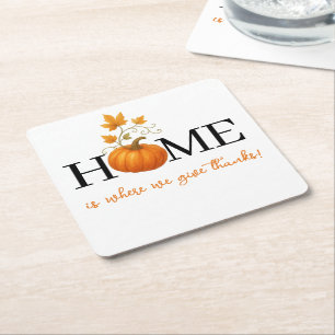 Dessous-de-verre Carré En Papier Thanksgiving Citrouille Home Où nous donnons des r