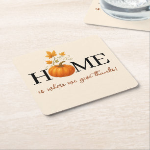 Dessous-de-verre Carré En Papier Thanksgiving Citrouille Home Où nous donnons des r