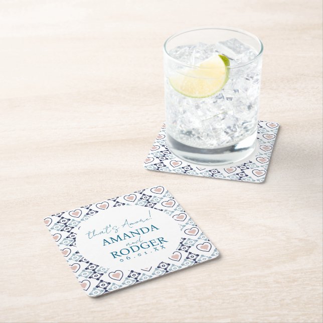 Dessous-de-verre Carré En Papier That’s Amore Italian Tiles and Hearts (En situation)