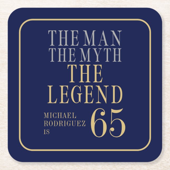 Dessous-de-verre Carré En Papier The Man The Myth The Legend 65th Birthday (Devant)