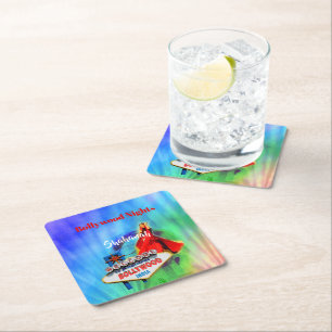 Dessous-de-verre Carré En Papier Thème Bollywood Indien Coloré 