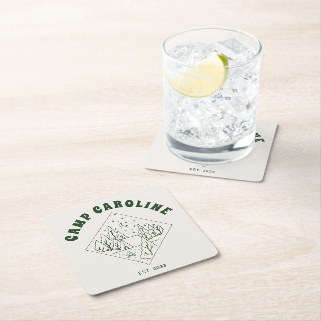 Dessous-de-verre Carré En Papier Thème Camping Enterrement de Vie de Célibataire Ve (En situation)