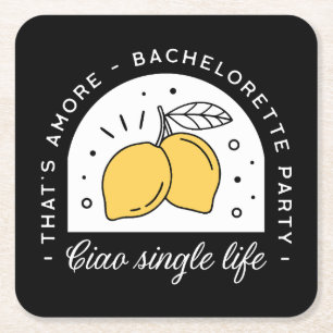 Dessous-de-verre Carré En Papier Thème de fruit de citron de fête de Bachelorette n