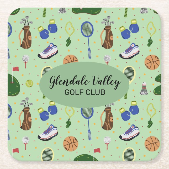 Dessous-de-verre Carré En Papier Thème de golf customisé (Devant)