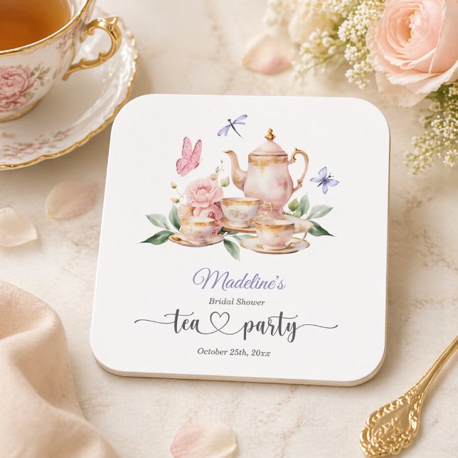 Dessous-de-verre Carré En Papier Thème élégant de papillons pour la douche de la ma (Créateur téléchargé)