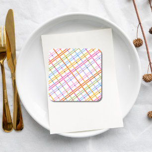 Dessous-de-verre Carré En Papier Thème moderne de baby shower à carreaux colorés
