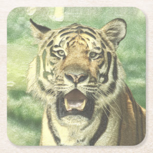 Dessous-de-verre Carré En Papier tigre métallique