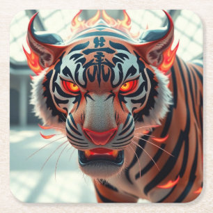 Dessous-de-verre Carré En Papier Tigre Sauvage