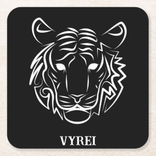 Dessous-de-verre Carré En Papier Tigre tribal noir et blanc