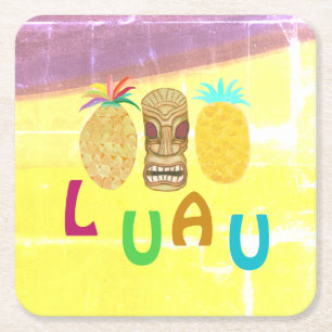 Dessous-de-verre Carré En Papier Tiki d'été Luau Ananas
