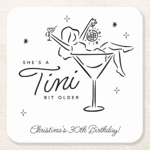 Dessous-de-verre Carré En Papier Tini Bit Anniversaire de Martini Whimsical