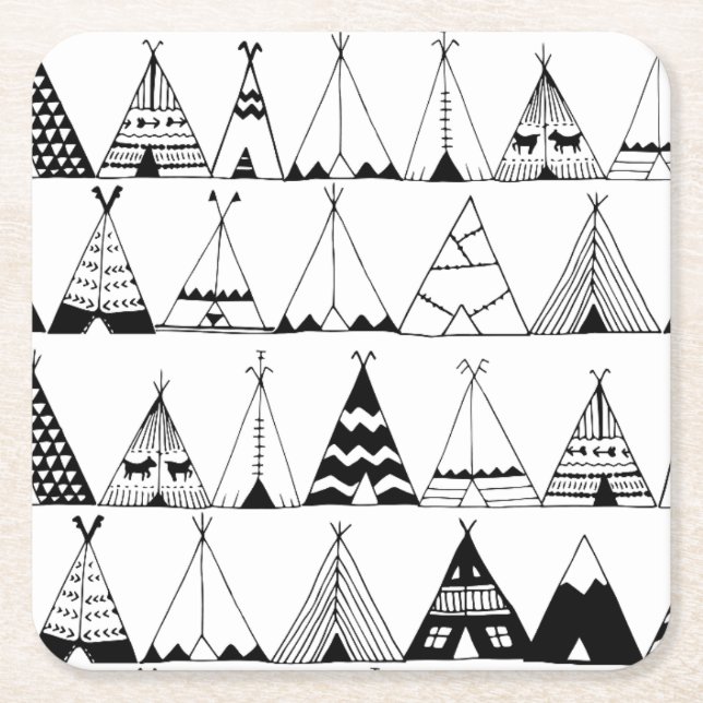 Dessous-de-verre Carré En Papier Tipi inspiré (Devant)