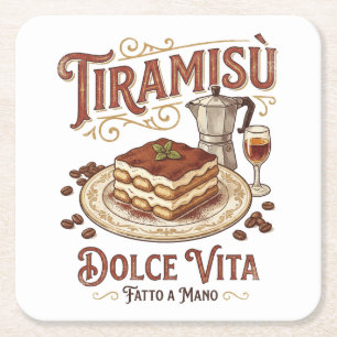 Dessous-de-verre Carré En Papier Tiramisu Dolce Vita Dessert Italien 