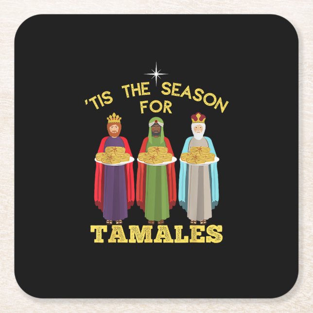 Dessous-de-verre Carré En Papier Tis Season For Tamales Funny Mexican Christmas (Devant)