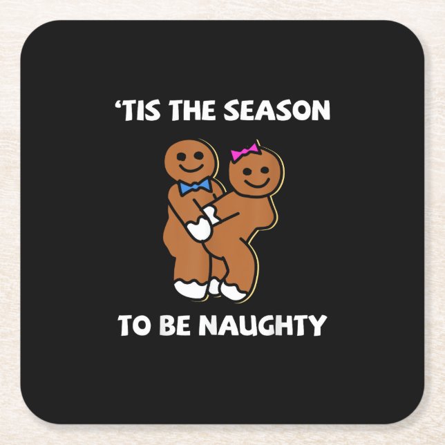 Dessous-de-verre Carré En Papier Tis The Season To Naughty Gingerbread Couple Chris (Devant)