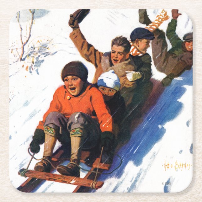 Dessous-de-verre Carré En Papier Tobagganing (Devant)