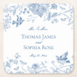 Dessous-de-verre Carré En Papier Toile Bleue De Jouy Vintage Mariage Floral<br><div class="desc">Cette collection de décors Blue Chinoiserie, présente des motifs floraux délicats en toile pour une élégance intemporelle. Chaque pièce de cette collection présente des motifs complexes dans les tons bleus, évoquant un sentiment de sophistication et d'élégance. Merci de m'aider à planifier votre prochaine fête ! ← Si vous avez besoin...</div>