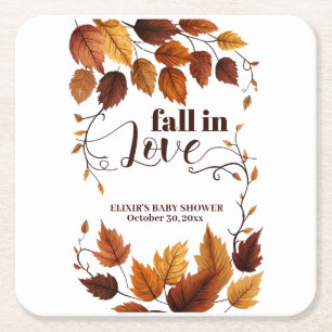 Dessous-de-verre Carré En Papier Tomber dans l'amour avec l'automne Feuilles Baby s