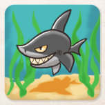 Dessous-de-verre Carré En Papier Toothy Cartoon Shark<br><div class="desc">Cartoon Shark avec un grand,  Toothy Grin. Illustration ©2016 Michael C. Paul https://mikepaulart.com</div>