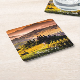 Dessous-de-verre Carré En Papier Toscane, Italie - photographie de paysage