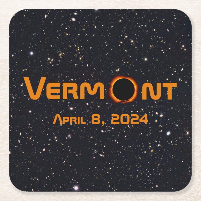 Dessous-de-verre Carré En Papier Totalement Vermont 2024 Solar Eclipse (Devant)