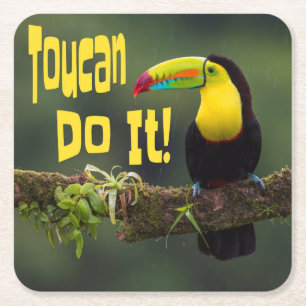 Dessous-de-verre Carré En Papier Toucan Le Fait ! Coloré Motivationnel Oiseau amusa