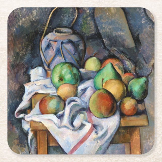 Dessous-de-verre Carré En Papier Toujours la vie avec les fruits, Paul Cezanne (Devant)